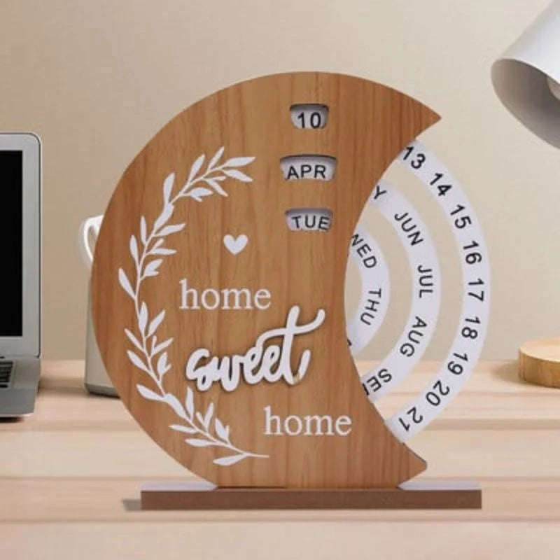 Kalendarz obrotowy z drewna Home Sweet Home