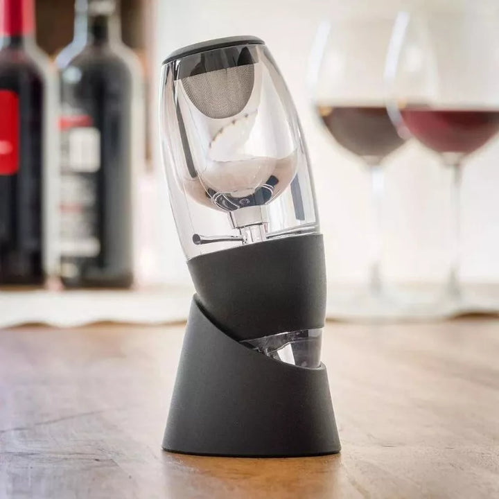 Aerator i dekanter do wina z zakrzywionym stojakiem