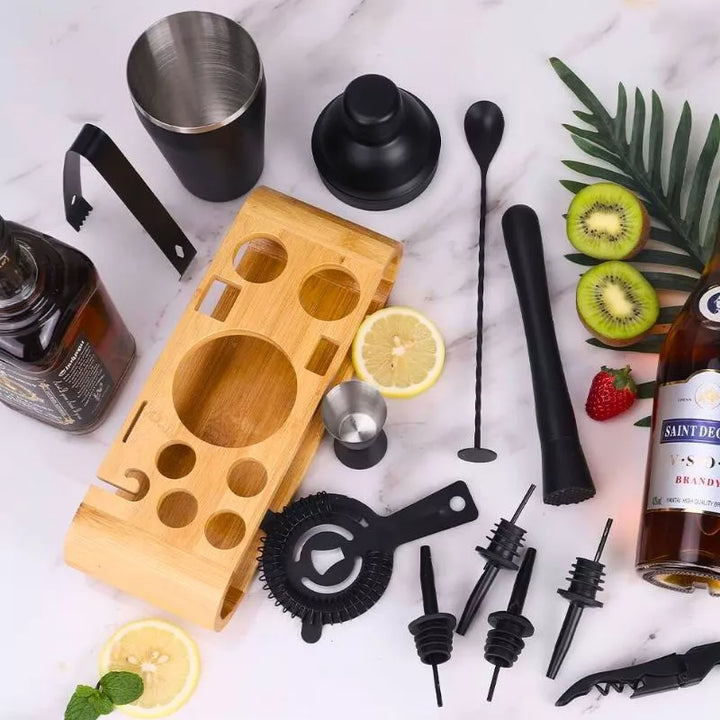Zestaw prezentowy Cocktail Shaker Mixology z 11 akcesoriami 750ml Czarny