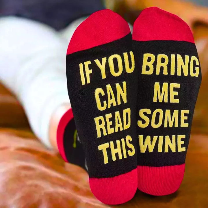 Kolorowe smieszne skarpetki Bring me some wine