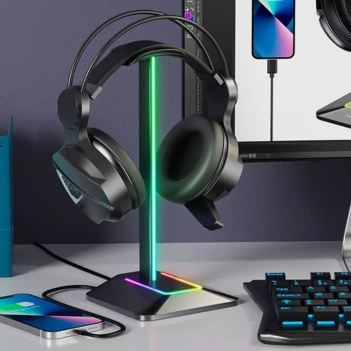 Stojak na sluchawki gaming RGB