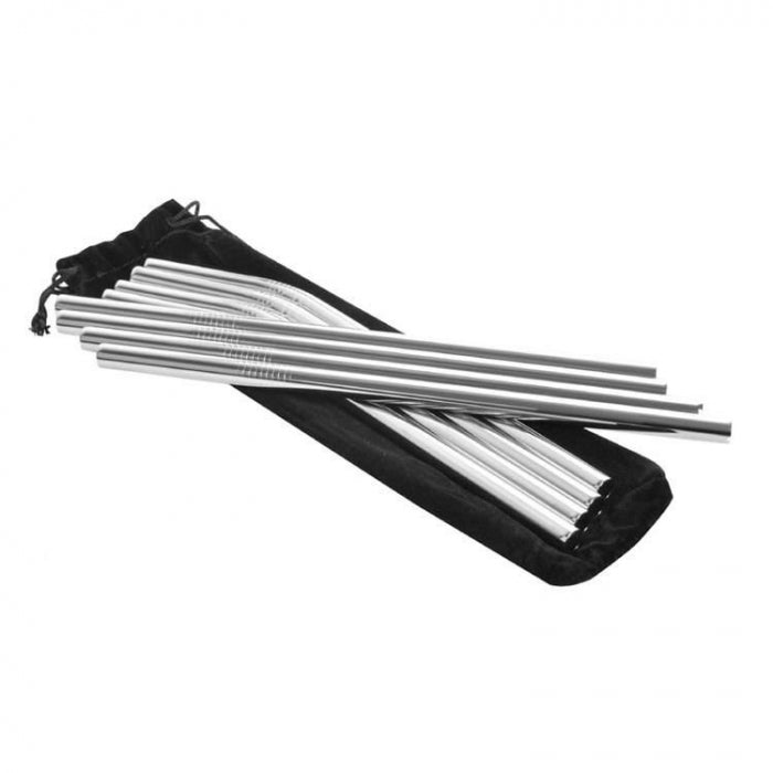 Zestaw 8 wielorazowych słomek ze stali nierdzewnej